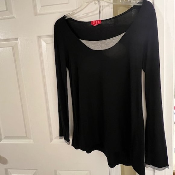 ELLE - Black long sleeve dress top - Picture 1 of 6